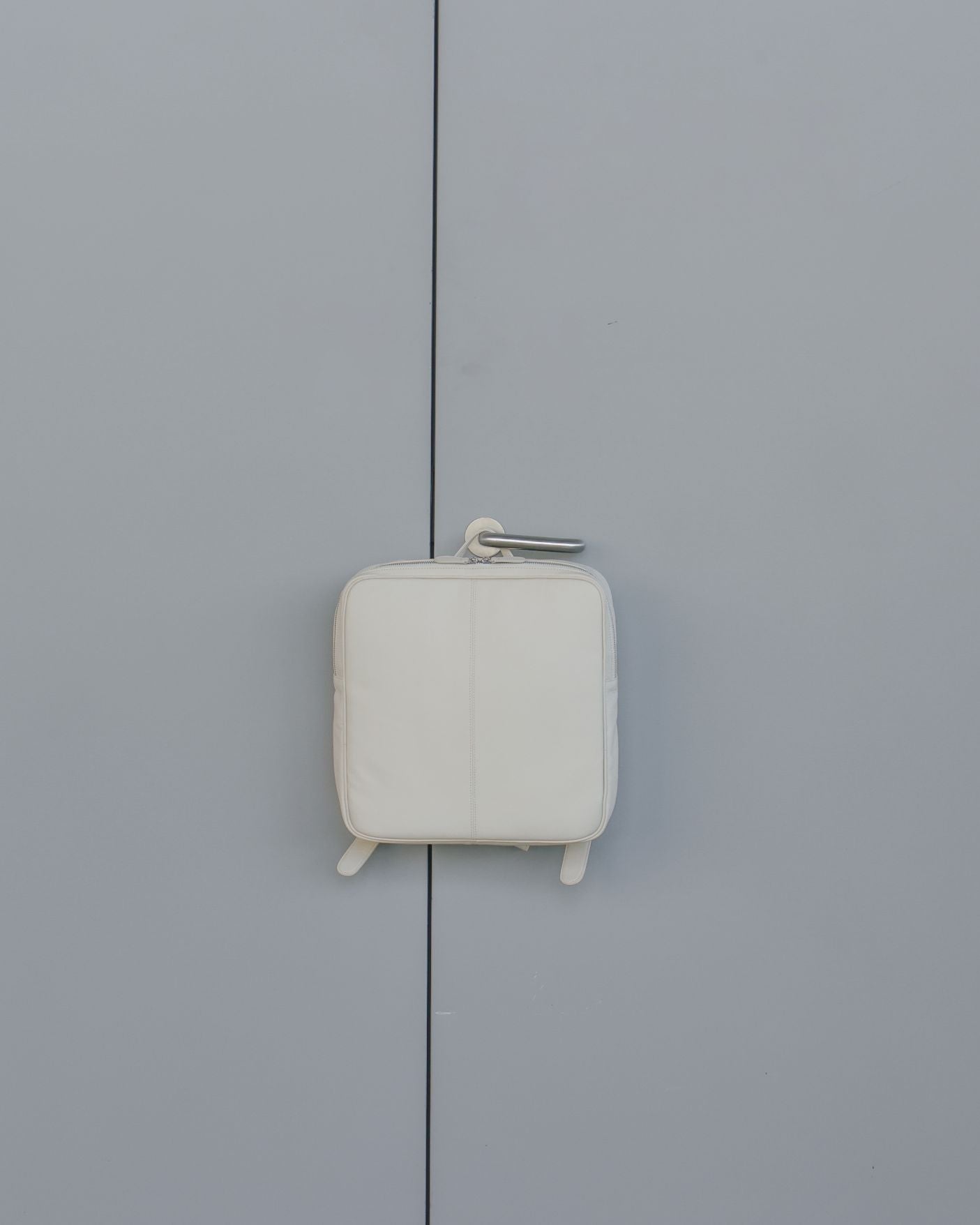 Unisex Square Leather Backpack・Nude