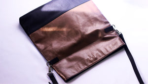 two tone leather shoulder bag