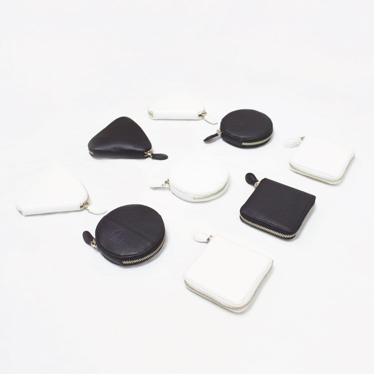 black and white geometric shape coins purse in cow leather 