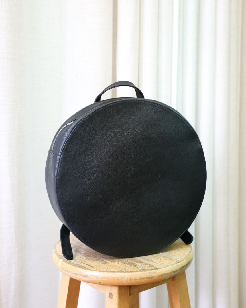 Round Leather Backpack - imperfect item