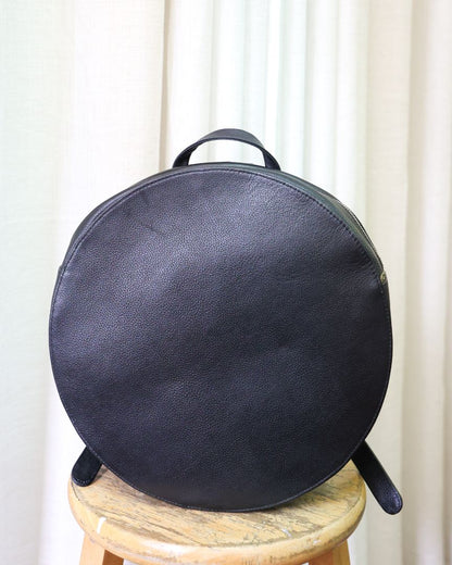 Round Leather Backpack - imperfect item