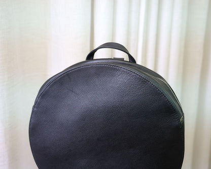 Round Leather Backpack - imperfect item