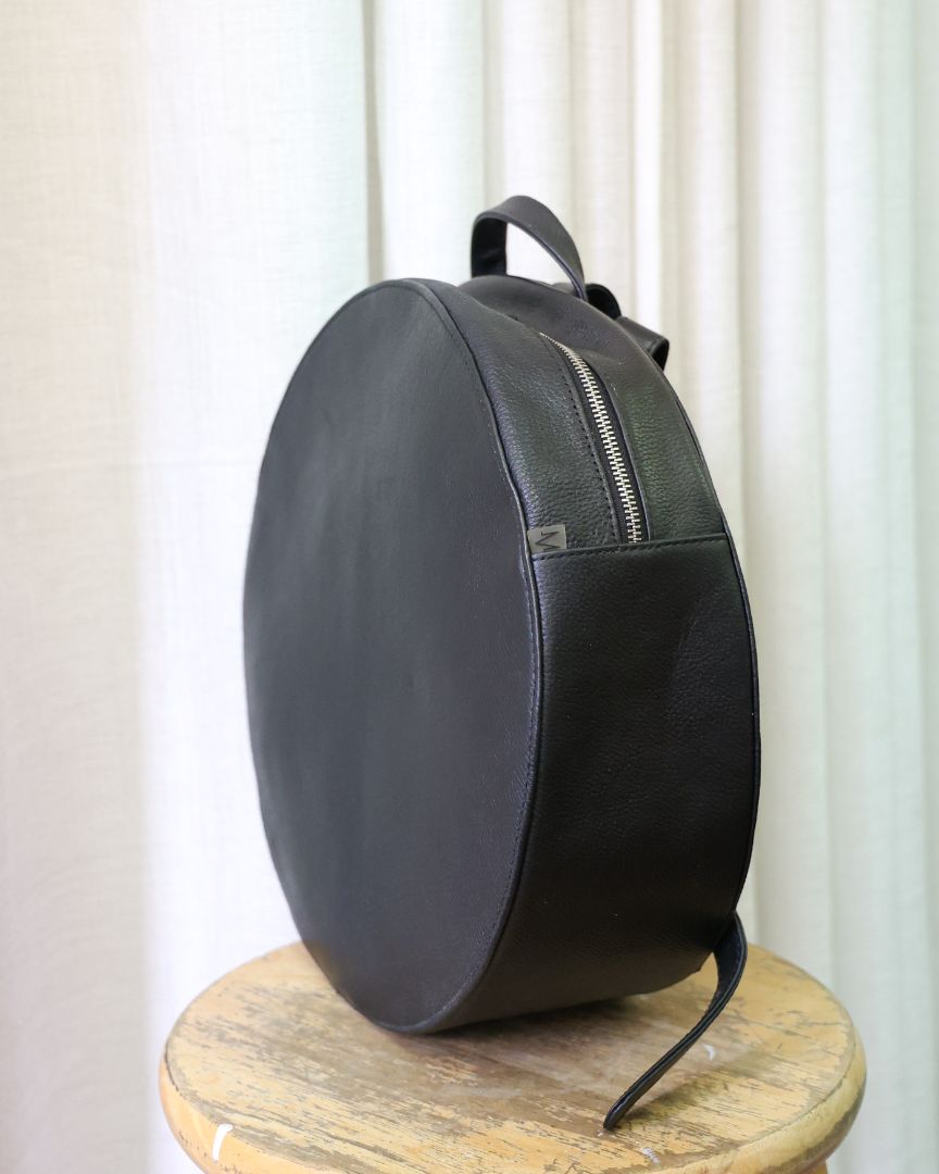 Round Leather Backpack - imperfect item