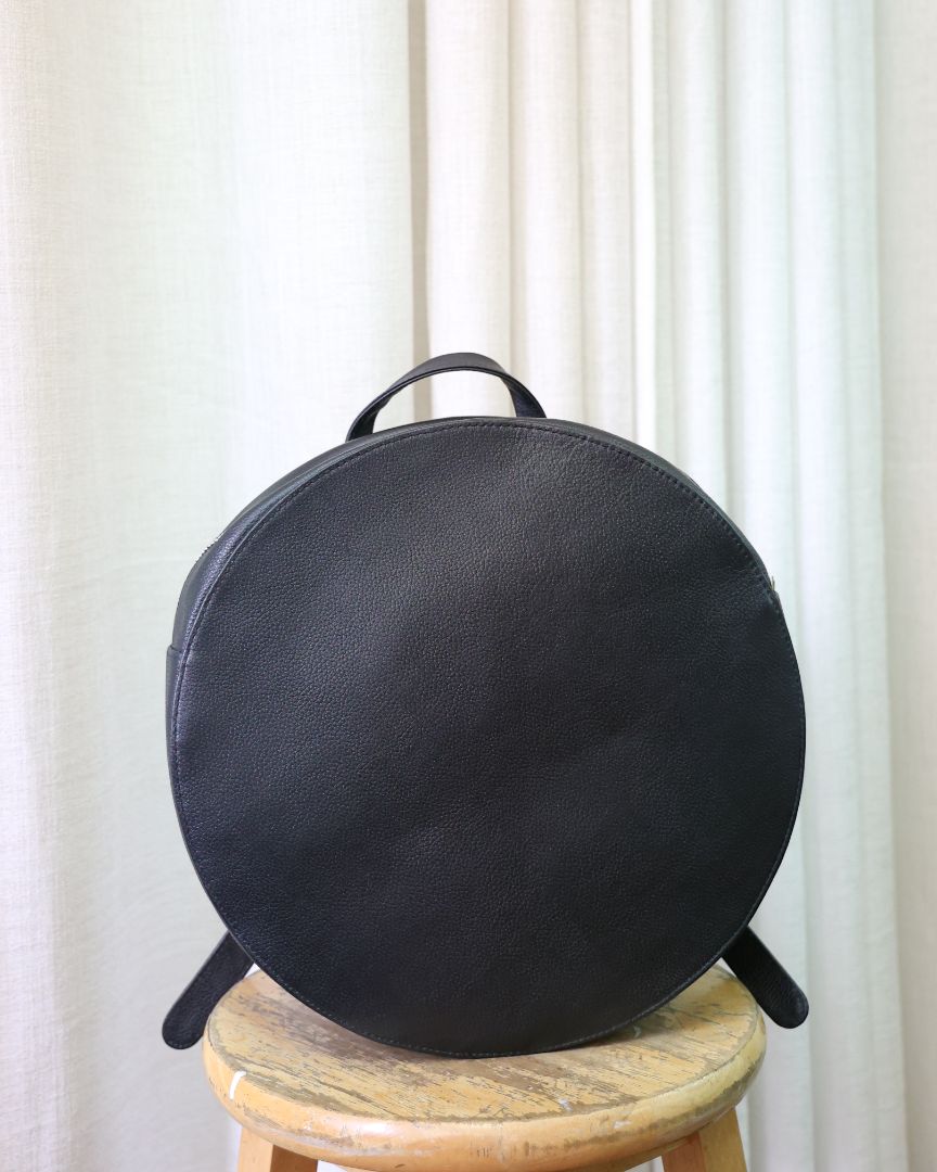 Round Leather Backpack - imperfect item