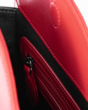 red round cow leather shoulder bag interior