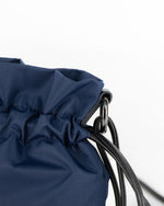 unisex beans bag in navy  nylon metal parts close up