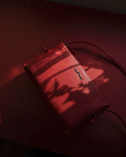 Crimson・Cow Leather Double Zip Crossbody・Normcore・TAT