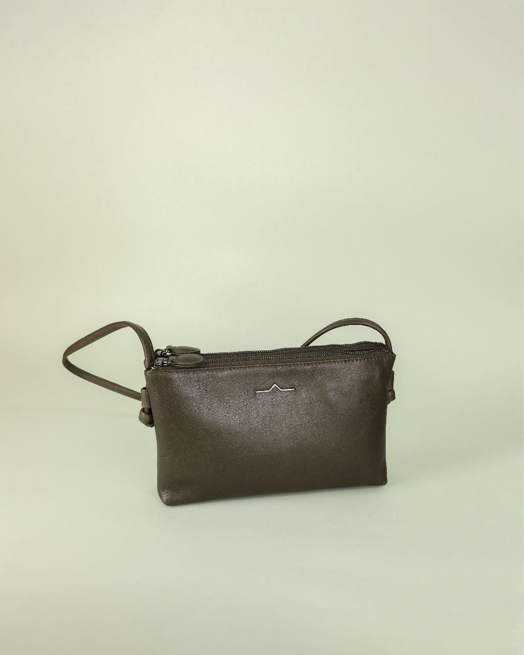 double zip rectangular crossbody in leather_front