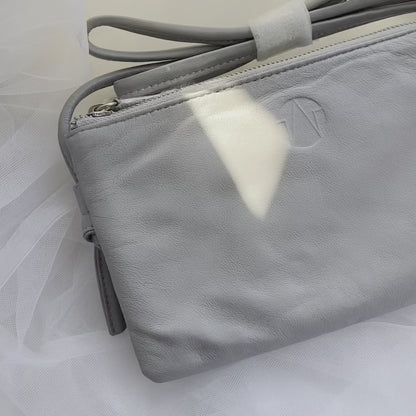 Light Grey Double Zip Lambskin Cross-Body |  imperfect item