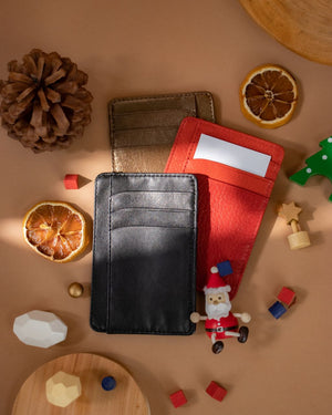 Christmas leather card holder set, santa claus , christmas tree, orange