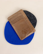 bronze cow leather card holder front