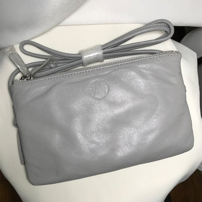 Light Grey Double Zip Lambskin Cross-Body |  imperfect item