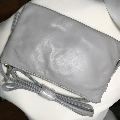 Light Grey Double Zip Lambskin Cross-Body |  imperfect item