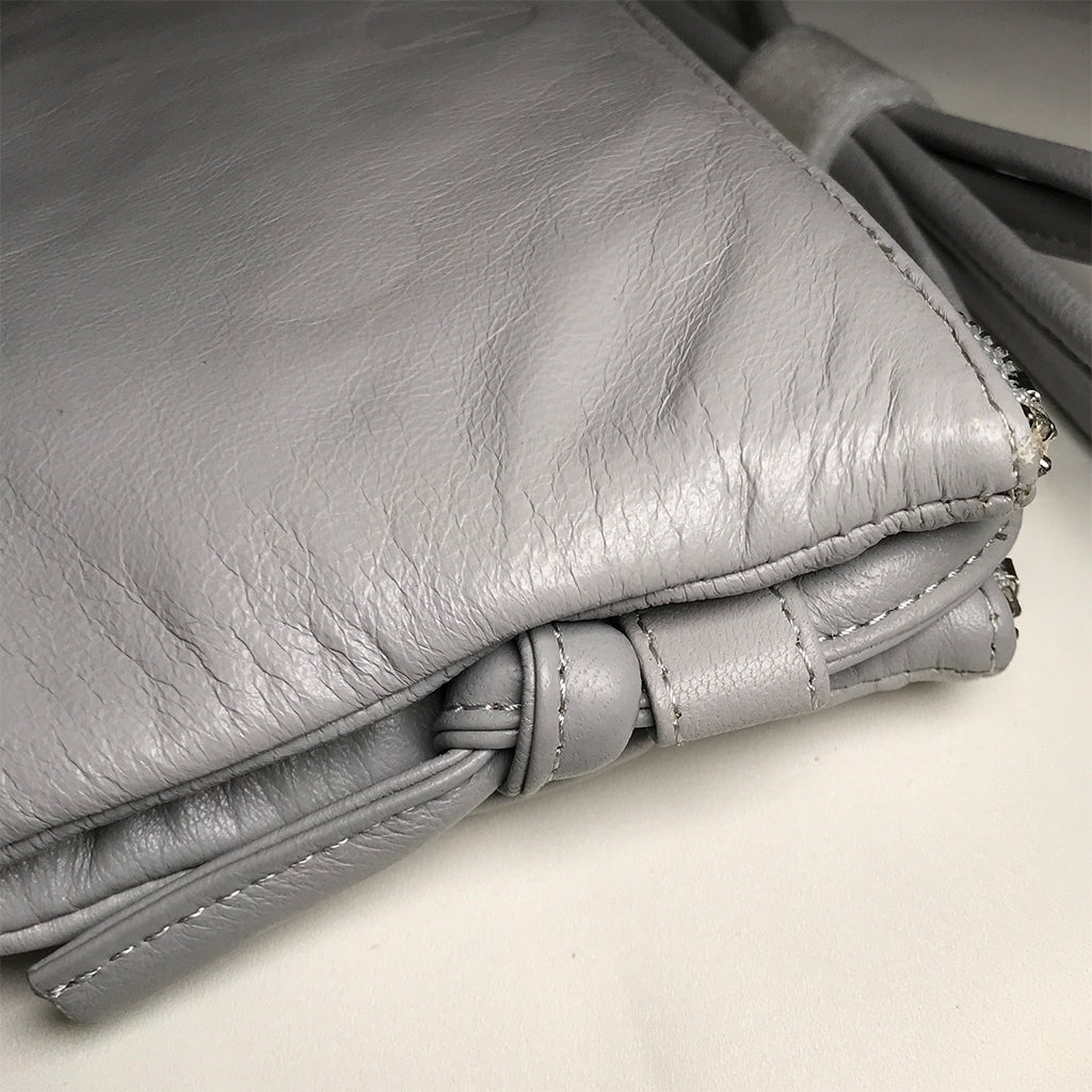 Light Grey Double Zip Lambskin Cross-Body |  imperfect item
