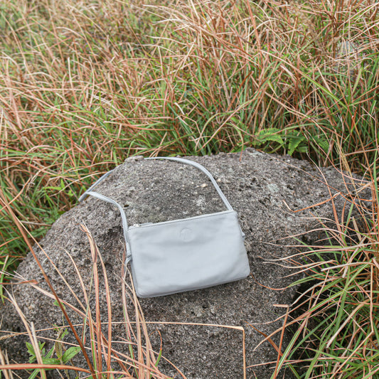 Light Grey Double Zip Lambskin Cross-Body |  imperfect item