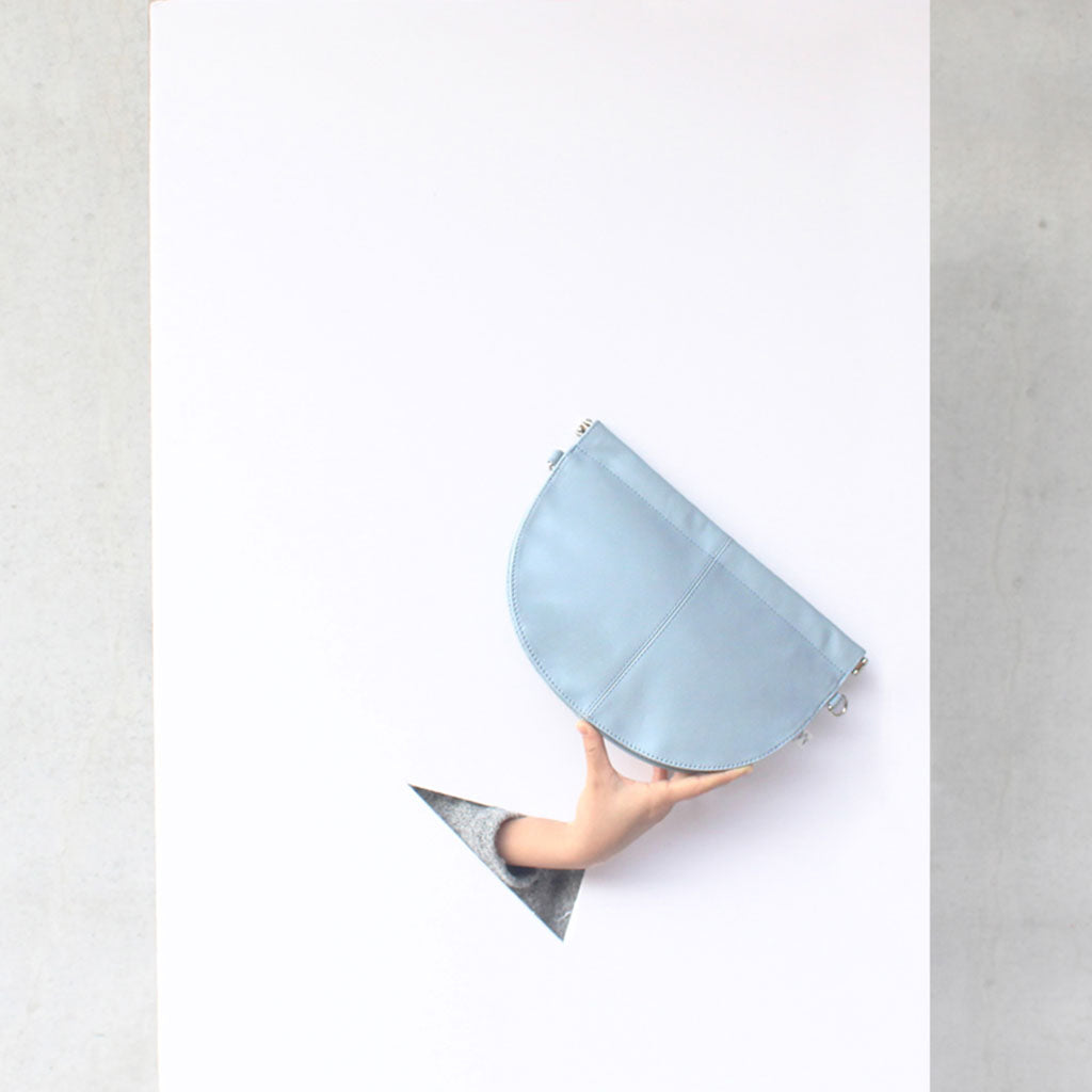 Crumpled paper Semi-Circle Leather Clutches | TAT