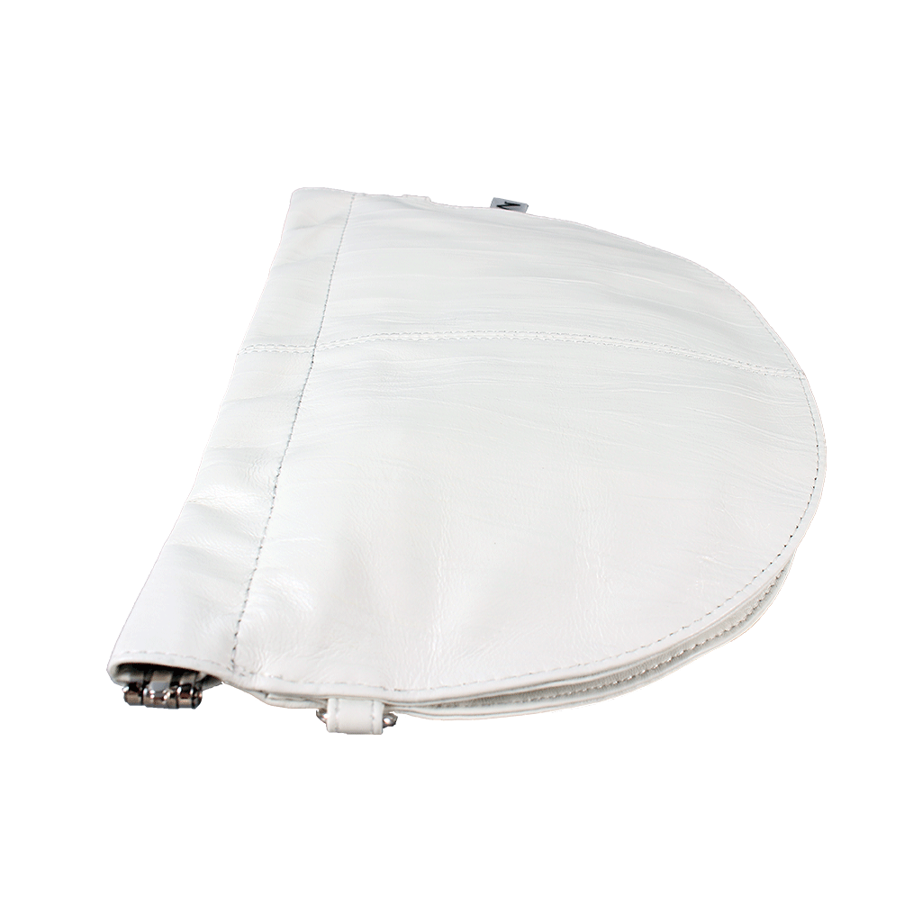 Crumpled paper Semi-Circle Leather Clutches | TAT