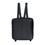 black square leather backpack front with shoulder
