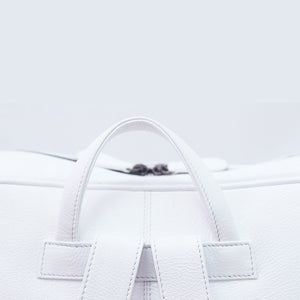 Unisex Square Leather Soft Backpack in Pure White *Display Sample*