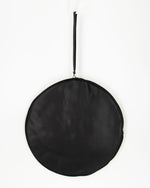 round leather clutch i black and white_back