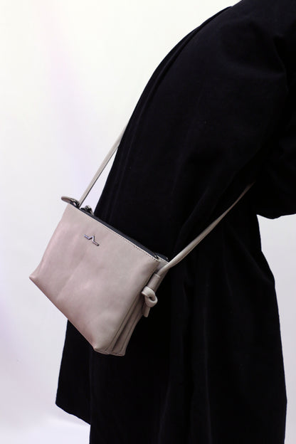 Double Zip Cross-Body Bag in HIPPO・TAT