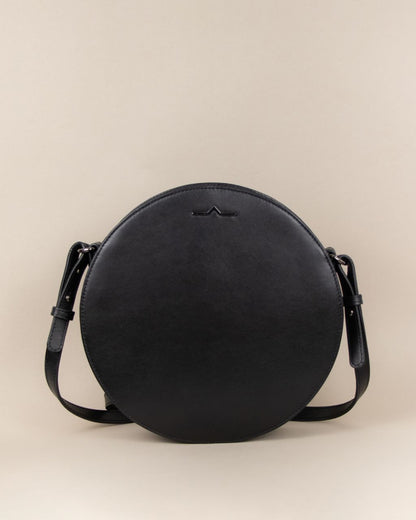 black circle cow leather crossbody main body