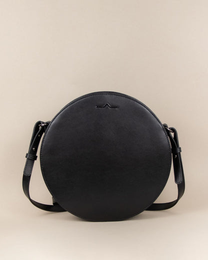 black circle cow leather crossbody top