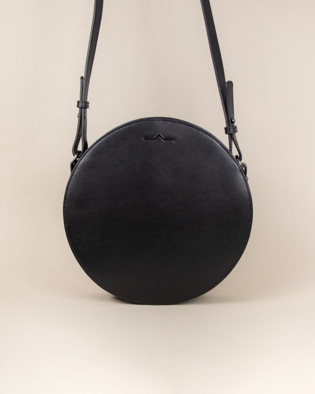 black circle cow leather crossbody bag