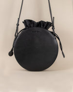 black circle cow leather crossbody with nylon small bag set