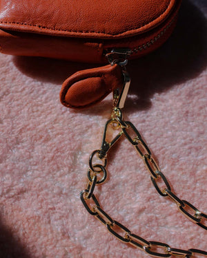 Orange Heart Cushion Purse in Italian Bubble Leather