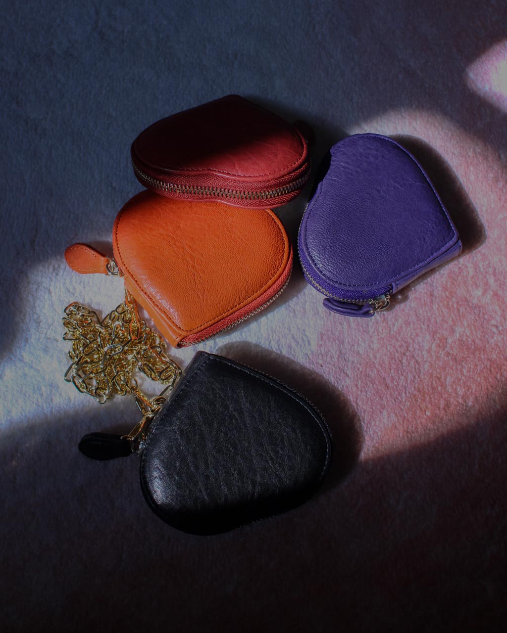 Orange Heart Cushion Purse in Italian Bubble Leather