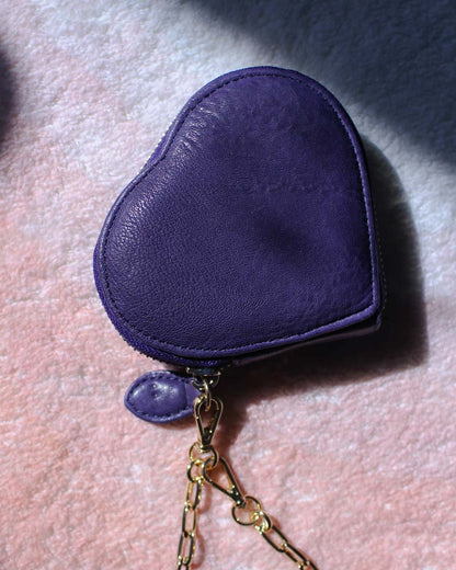 Italian Bubble Leather Heart Cushion Purse・Royal Blue