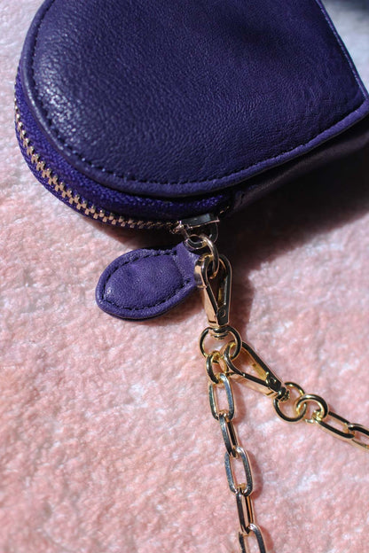 Italian Bubble Leather Heart Cushion Purse・Royal Blue