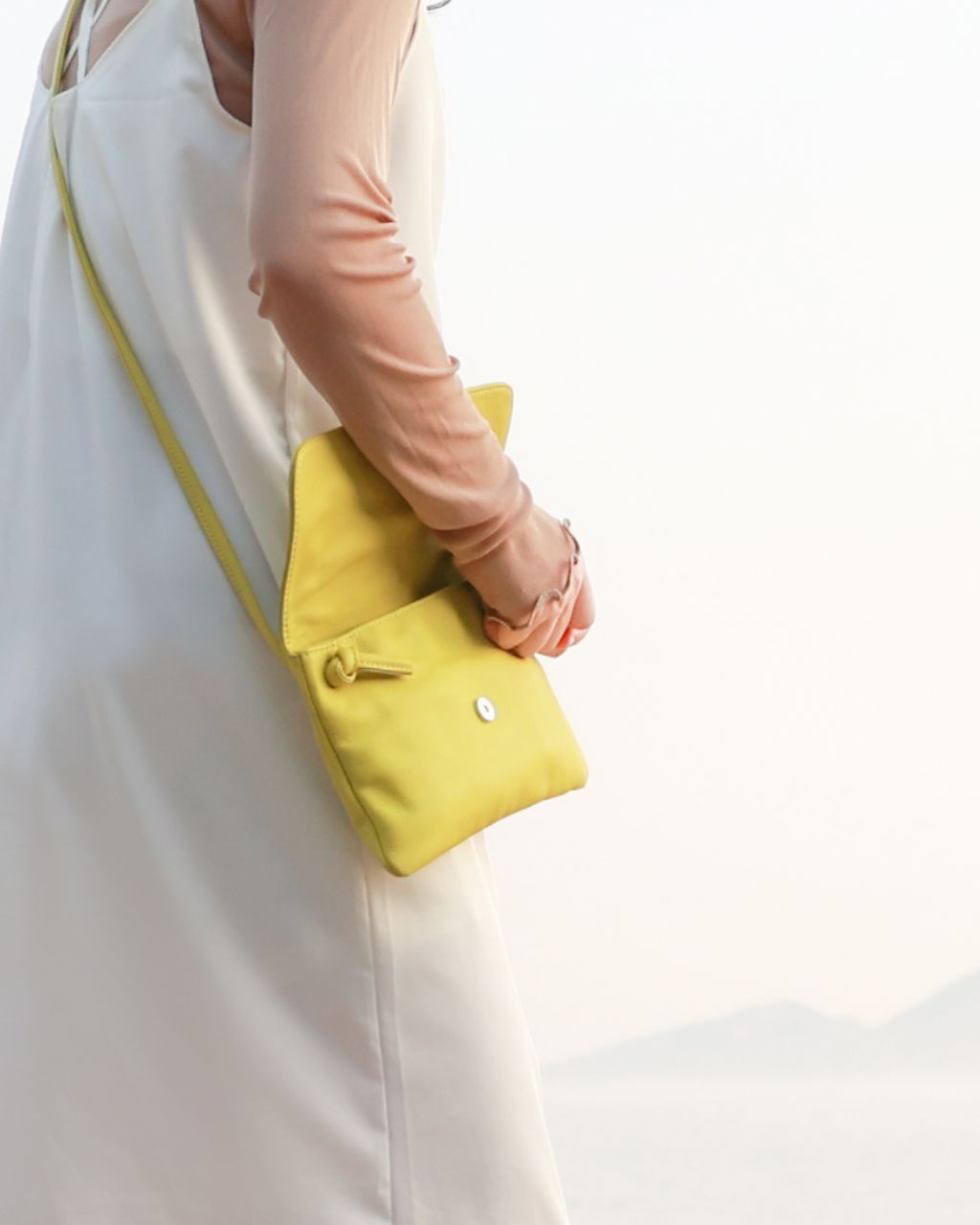 Casual Go Bag in Lemon Green Flap Cross-Body