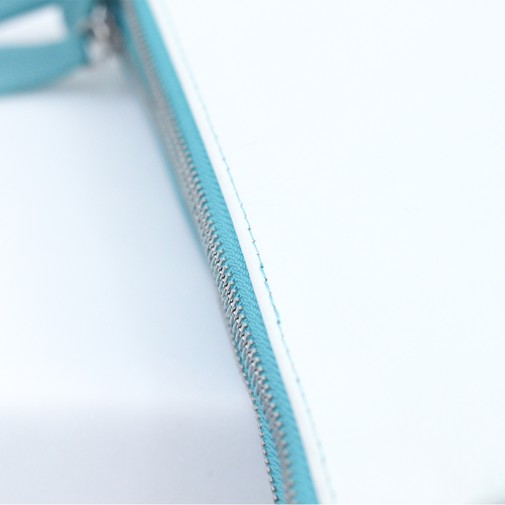 TAT_doublezip_crossbody_14632_blue_stitching close up