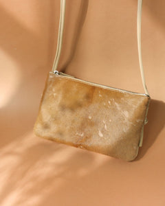 Pony Hair leather crossbody bag in beige TL-14632H_top