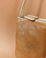 Pony Hair leather crossbody bag in beige TL-14632H_zipper puller close up