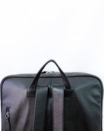 black square leather backpack backside