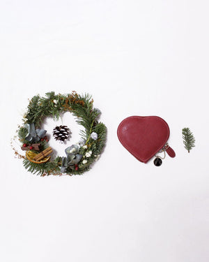 Christmas ring, heart shape coins purse in Red